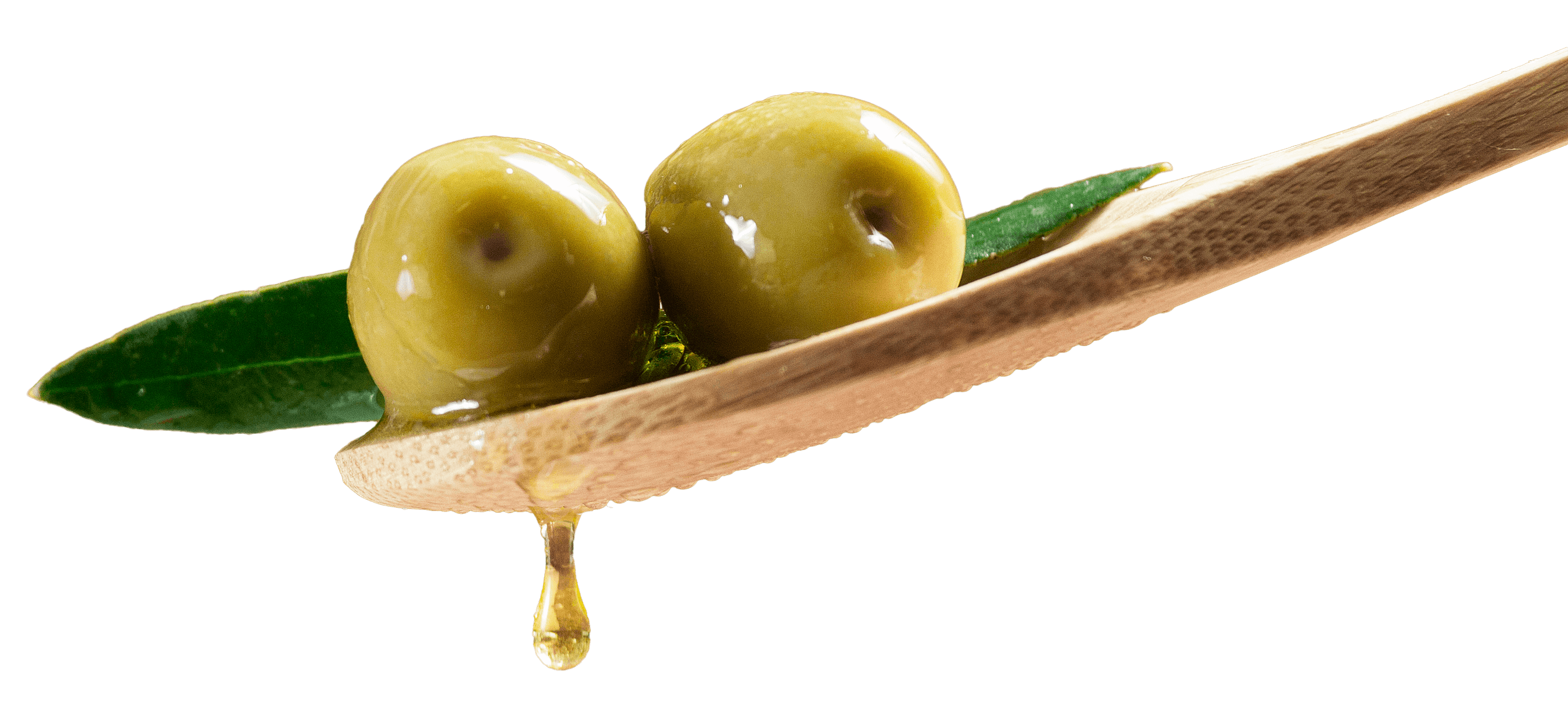 cuchara madera con olivas